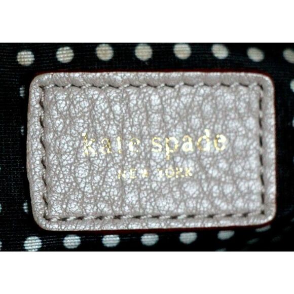 LRG kate spade GRAY GENUINE LEATHER RED TRIM ZIP TOP TOTE SHOULDER BAG HANDBAG - Picture 11 of 11